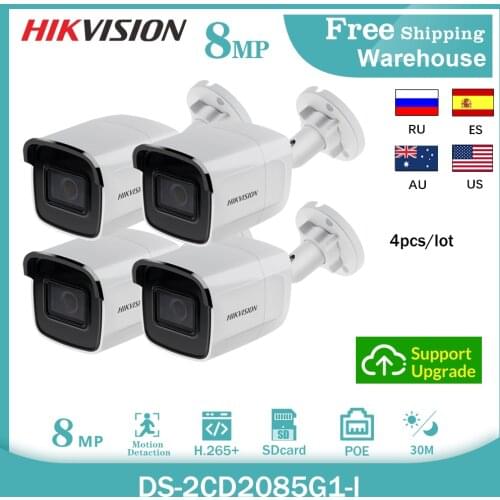Hikvision 8MP IP Camera DS-2CD2085G1-I H265+ SD Card POE Outdoor Mini Darkfighter Security Video Bullet Camera 4K CCTV Kit