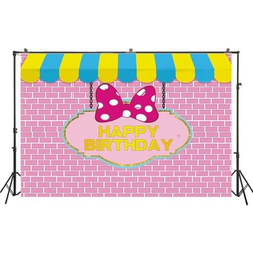 HUAYI Photography Backdrop Birthday Party Desserts Table Decor Photo Background Princess Mouse Bow Baby Shower BackdropW-3362