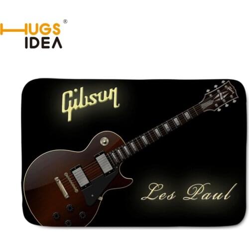 HUGSIDEA 40*60CM Black Gibson Les Paul Carpets for Home Living Room Bedroom Guitar Music Area Rugs Alfombras de Salon Bape Tapis