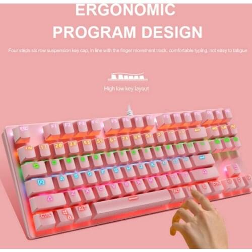 K7 Wired Keyboard Sensitive Plug Play RGB Cool Light USB2.0 87 Keys USB Keyboard for Players Gaming Mechanical Keyboard
