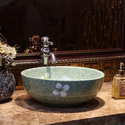 Round Europe Vintage Style Ceramic Art Basin Sink Counter Top Wash Basin Bathroom Sinks vanities wash basin