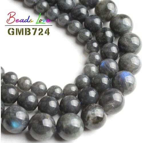 Natural A+ Gray Labradorite Stone Round Loose Beads For Jewelry Making DIY Bracelet Necklace Jewellery Pick 6 8 10mm 15 Inches
