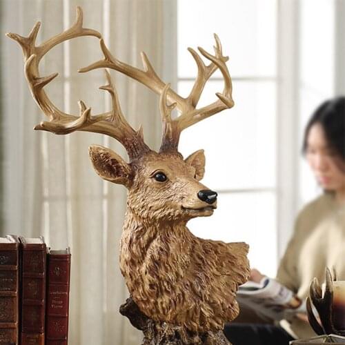 [MGT] American auspicious deer head decorations home living room TV cabinet wine cabinet decoration