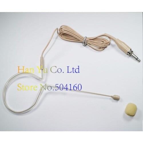 10pcs Free Shipping Male Screw Thread Lock 3.5 mm Jack Plug Earhook Head Worn Microphone For Wireless Microphone