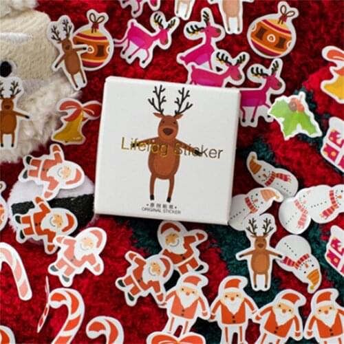Ellenmar Cute Christmas Theme Adhesive Paper Sticker Christmas Tree Decoration Diy Card Scrapbooking Stationery Paper Stickers