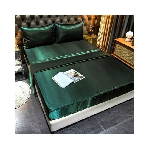 Fitted Bedsheet Artificial Silk Bed Sheet Pillow case bolster case Single / Queen / King Size