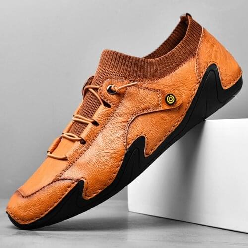 New Mens Casual Shoes Handmade Leather Mens Loafers Classic Moccasins Outdoor Breathable Non-slip Men Shoes Zapatillas Hombre