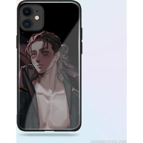 Eren Jaeger Attack on Titan Soft Silicone Glass for IPhone SE 6 6s 7 8 Plus X XR XS 11 12 Mini Pro Max Phone Case Cover Shell