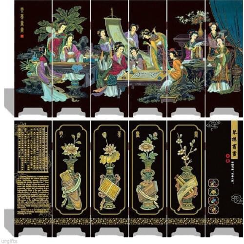 Chinese Boutique collection Lacquer ware painting beauty folding screen- Unique Romance