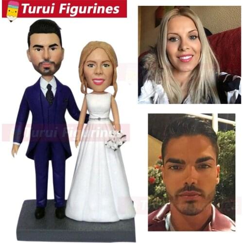 Cake topper wedding cake topper bride and groom figurines custom bobblehead dolls figurines mini statue cake decorations gifts
