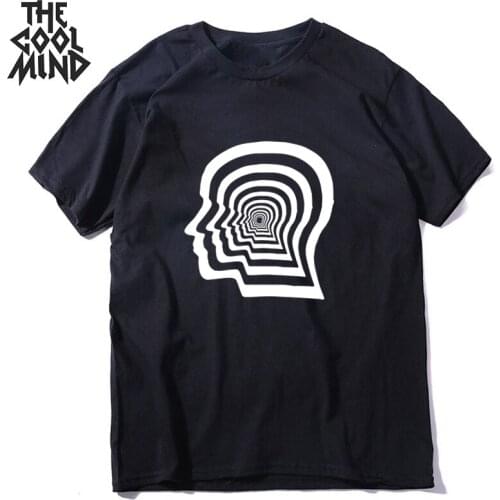 COOLMIND 100% cotton streetwear think head men T shirt casual loose summer men t-shirt o-neck tshirt men tee shirts tops