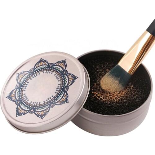 Unique Flower Cosmetic Makeup Brush Cleaning Box Eye Shadow Sponge Cleaner Tool Makeup Brush Cleaner Sponge Remover Color Off