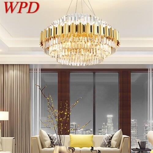 WPD Pendant Light Postmodern Gold Luxury Crystal LED Lamp Chandelier For Home Dining Living Room