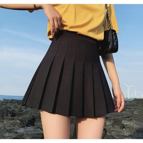 Mini Short Dress for Summer and Spring y2k kawaii юбка 2021 New Women Pleated Skirt Solid Color Fashion High Waist Elastic
