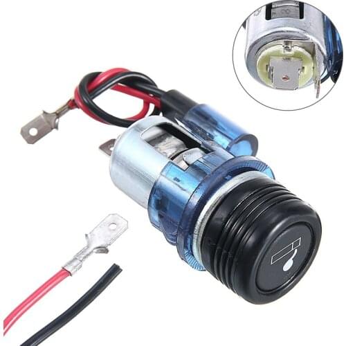 1pc 12V Blue Plastic Light Cigarette Lighter Socket Adapter Charger Socket For Car Motorcycle Scooter 28-29mm Accessories Parts