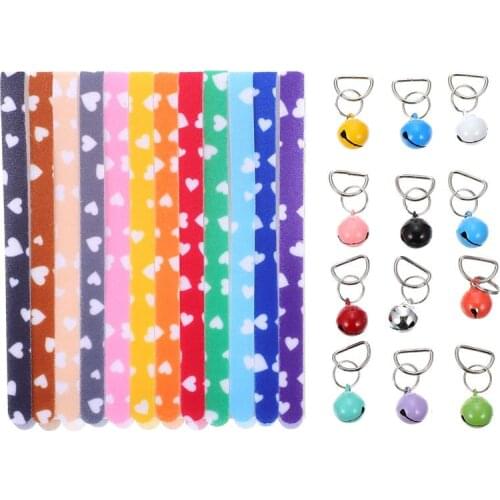 12Pcs Adhesive Pet Whelping ID Collars With 12 Bells For Newborn Puppy Kitten Bell Collar Rope Velcro Dog Collar Rope Pet
