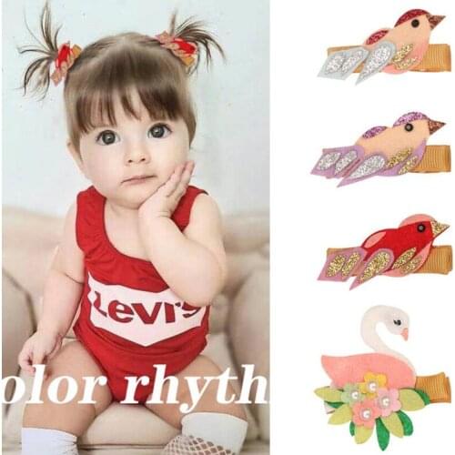 2/3/4pcs Good Quality Birds Hair Clips for Girls 2-5 Years Old Fashion Kids Hair Accessories Pearls Swan Hairpins Barrettes