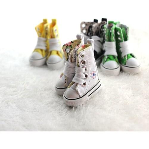 5 Pairs Fashion 1/6 Dolls Mini Size 4.3cm Canvas Sneaker Shoes for Blyth Doll Clothes Accessories