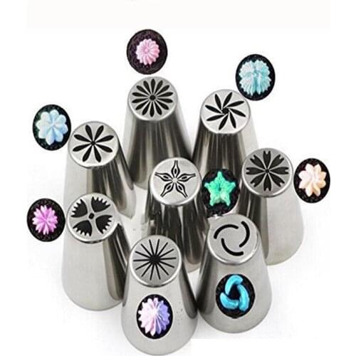 8 pcs/set Stainless Steel Nozzles Russian Tip Pastry Tools Icing Piping Nozzles Gift Decorating Tools Fondant Confectionery