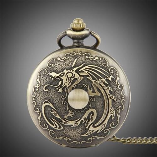 8177 Lucky Chinese Antique Chinese Dragon Brand Pocket Watch,TFO Retro Copper Dead Waitress Clock, Fashion Home Decoration Gift