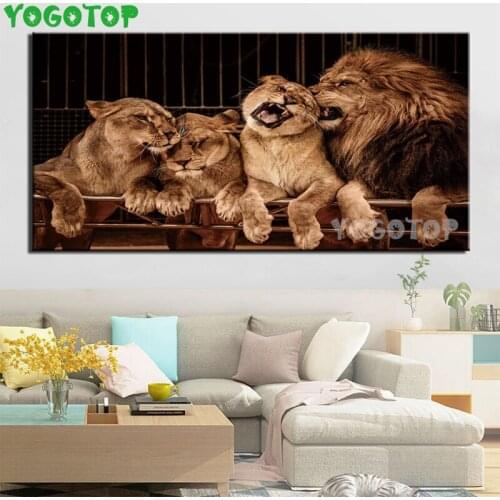 Large Size 5d Diy Diamond Painting Animal lion kiss Diamond Embroidery Art Picture Full Drill mosaic Home Decor YY5033