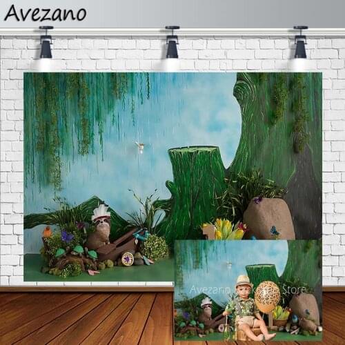 Avezano Photography Backdrops 1st Birthday Forest Jungle Wild Animals Party Butterfly Backgrounds Photo Studio Photozone Decor