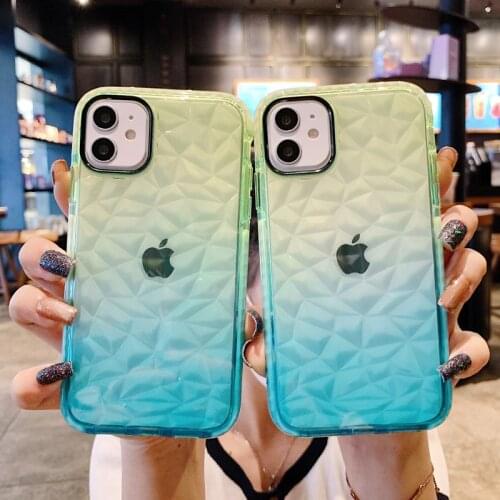 Ottwn Gradient Diamond Texture Phone Case For iPhone 11 12 Pro Max Mini X XR XS Max 7 8 Plus SE 2020 Clear Bumper Soft TPU Cover