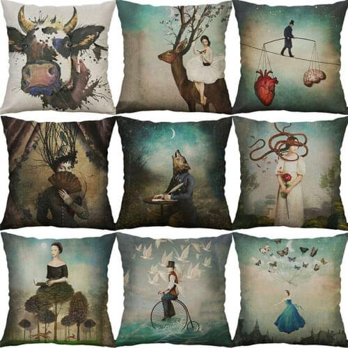 Pillows Case Dog Home case Print Cotton Linen Originality Picture Decor Bird Cushion Cover
