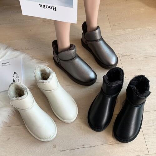 Black Shiny Women Winter Snow Boots Keep Warm Plus Velvet Ankle Boots Women Non Slip Waterproof Short Booties Ladies U11-05