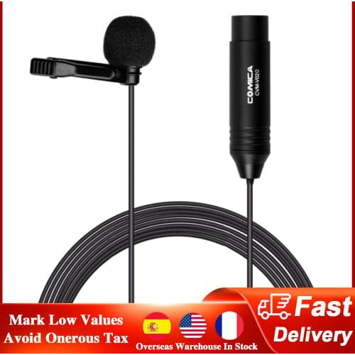 COMICA CVM-V02O Omnidirectional Lavalier Lapel Microphone XLR Plug Supports 48V Phantom Power Supply Condenser Mic
