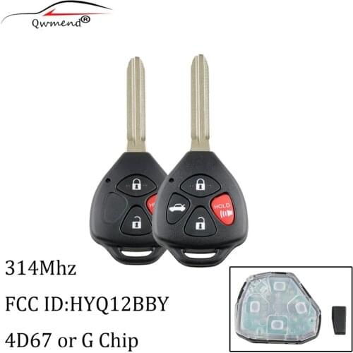 QWMEND 3Button 4Button Car Remote Key for Toyota Camry Avalon Corolla Matrix RAV4 Venza Yaris HyQ12BBY 314.4 Mhz ID67 or G Chip