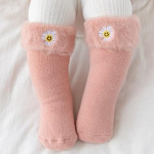 Newborn Infant Winter Long Socks Kids Children Toddler Baby Boy Girl Warm Velvet Thick Thermal Animal Print Daisy Knee High Sock