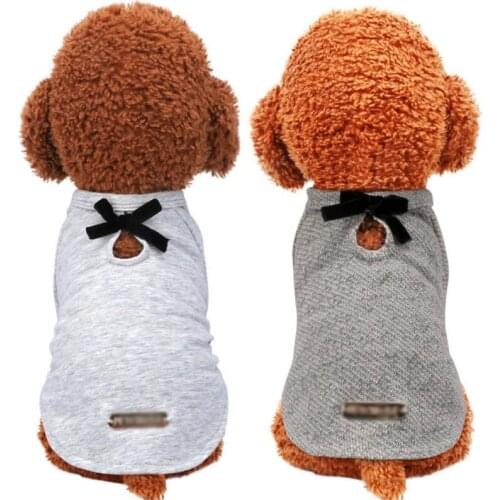 3 Sizes Dogs Cotton Crew Neck Shirt With Bow Holiday Summer Pet Dogs Cloth Cat Kitten Clothes Pet Summer Clothing
