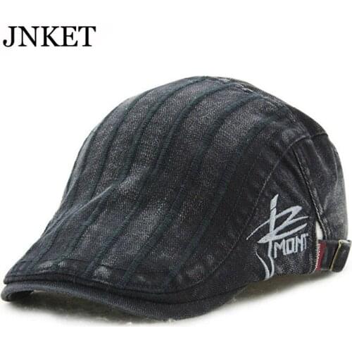 JNKET Mens Vintage Casual Denim Beret Hats Pure Cotton Peaked Cap Golf Hat Cowboy Sunhat Leisure Hat Duckbill Cap