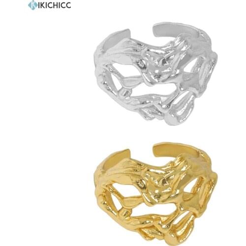 KIKICHICC 925 Sterling Silver Gold Plain Twist Resizable Geometric Rings Hollow Openwork Luxury Jewelry Round Luxury Fashion