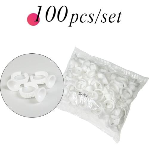 Klacuva 100pcs glue holder ring for eyelsah extension eyelashes pallet plastic holder ring makeup kit tool eye lashes glue ring