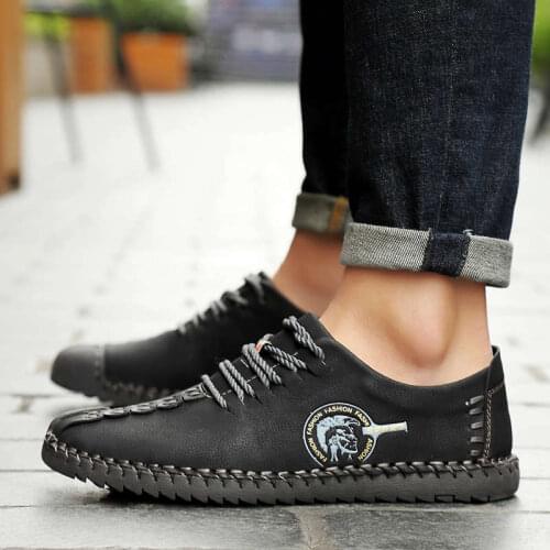 Dress High Quality Shoe Man Leather Sneakers for Men Casual Shoes Large Size Flat Mens Loafers Handmade Classic Brand Shoes H3