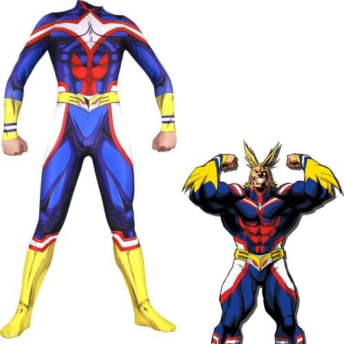 My Hero Academia All Might Cosplay Jumpsuit Boku no Hero Cos Man Blue Set Adult Carnival Disguisement Halloween Cos Costume