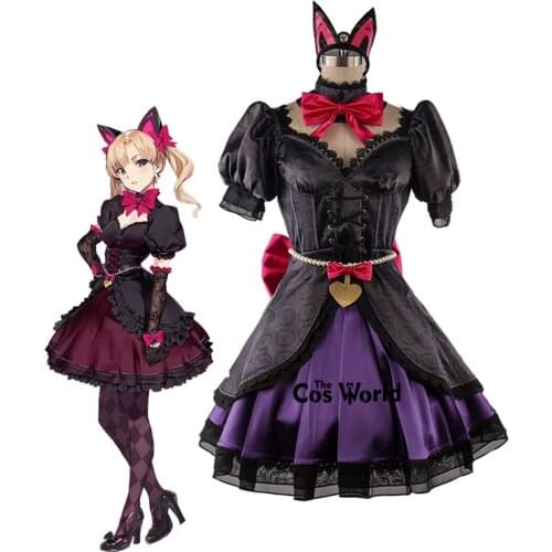 OW D.Va Hana Song Black Cat Luna Tee Dress Uniform Outfit Games Cosplay Costumes