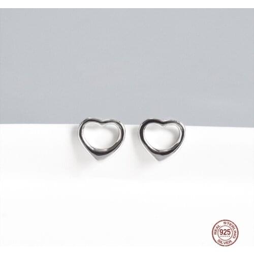 LKO 925 Sterling Silver Fashion Mini Heart-Shaped Stud Earrings For Womens Exquisite Simplicity Ornaments Jewelry Gift