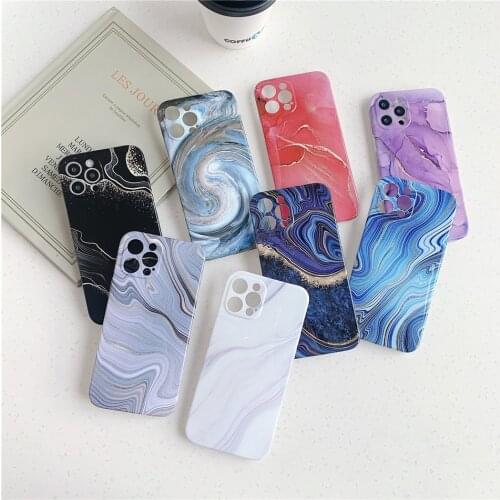 Fashion Glossy Marble Phone Case For iPhone 12 Mini 11 Pro Xs MAX XR X 7 8 Plus SE 2020 Soft Silicon TPU Full Back Cover Coques