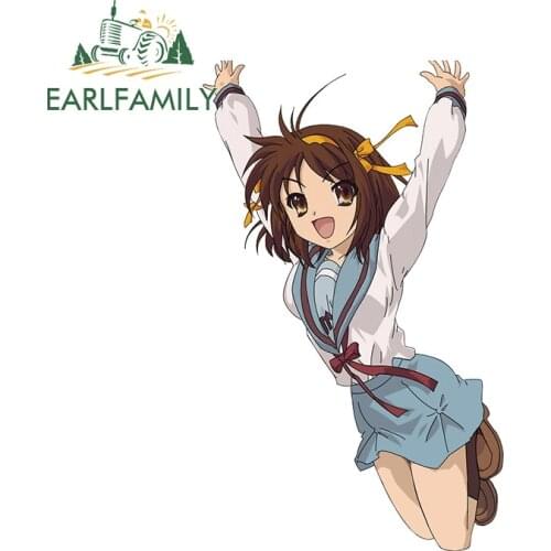 EARLFAMILY 13cm x 8.2cm for SUZUMIYA HARUHI Car Stickers DIY Snowboard Skateboard Anime Waterproof Decal for Fold GTR EVO SX