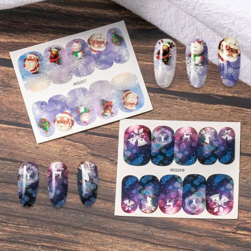 Newest Merry Christmas Nail Art Decals Decoration Self Adhesive Nail Art Stickers Manicure Design White Snow Sticker for Nail De