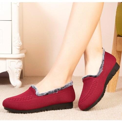New Style Plush Thick Warm Winter Shoes Casual Flat Shoes Hairy Mouth Fashion Light Mother Cotton Shoes Women