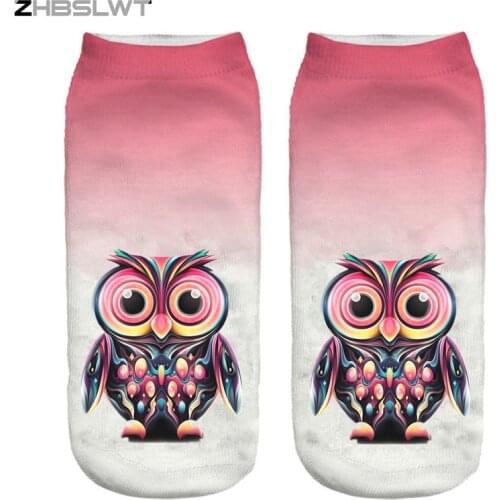 ZHBSLWT New 3D Print Arrival Fashion Owl Socks Women Cute Owl Print Socks Casual Women Girls Socks Hot Sale Drop Shipping-14