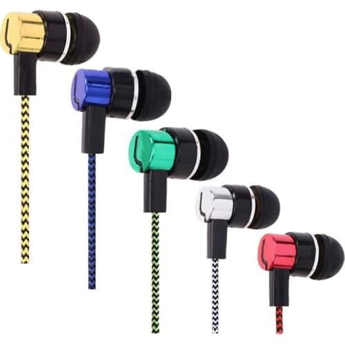 New In-Ear Stereo Earphone Braided Wire Headset Sport Earphones Wired Control Super Bass Universal