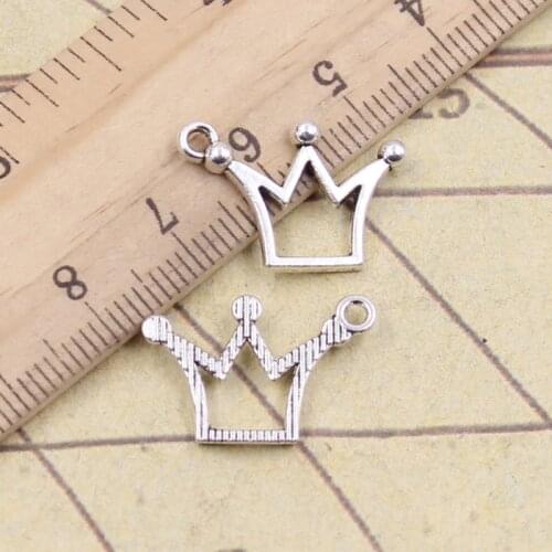 40pcs Charms Crown 20x13mm Tibetan Pendants Crafts Making Findings Handmade Antique Jewelry DIY For Necklace