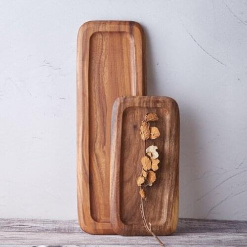 Acacia Wood Rectangle Serving Trays Eco Natural Wood Tea Trays Desserts Plate Creative Japan Style Tableware Storage Trays