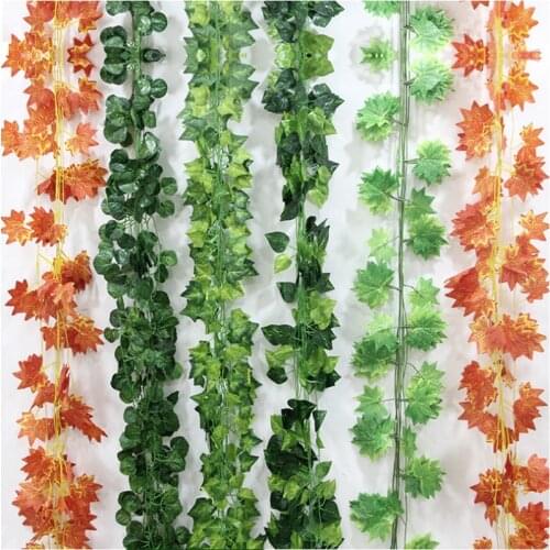 Plant vines Silk ivy 230cm artificial leaves plant home decoration accessories wall hanging leaf Bunch of grapes office decor