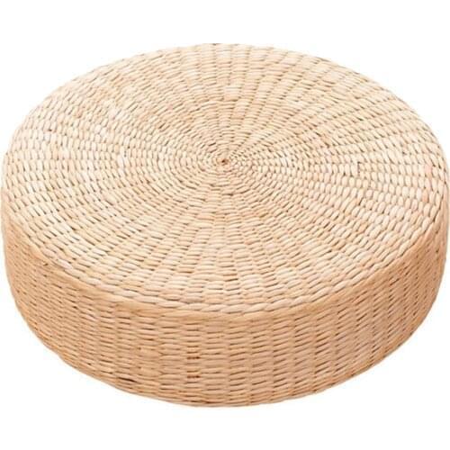 Rattan Futon Round Seat Japanese Tatami Cattail Mat Multifunction Home Decor Handmade Straw Ethnic Hand Woven Cushion